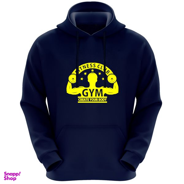 هودی مردانه طرح GYM کد FZ442 رنگ سرمه ای