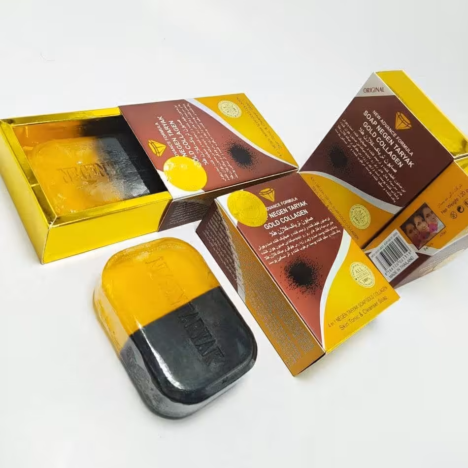 صابون نگین کلاژن دار با عصاره طلا برای رفع  جوش های سرسیاه و حفظ طراوات