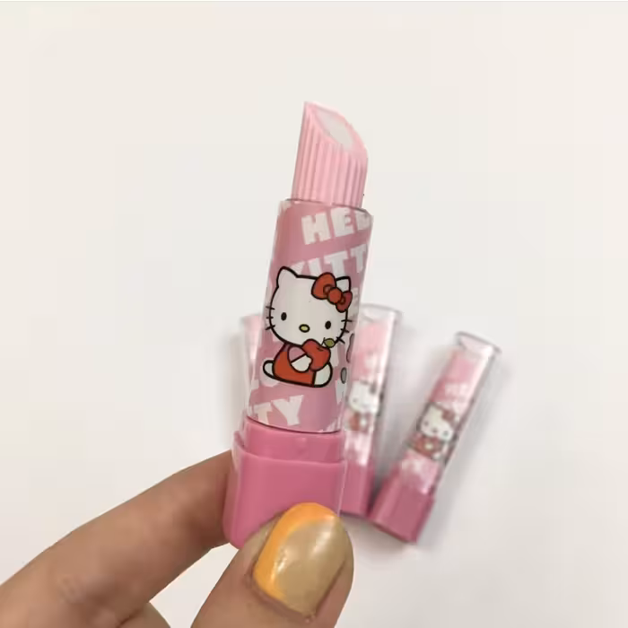 پاک کن صورتی دخترانه ماتیکی طرح هلوکیتی