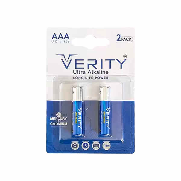 باتری نیم قلمی اولترا آلکالاین وریتی مدل LR03 بسته 2 عددی