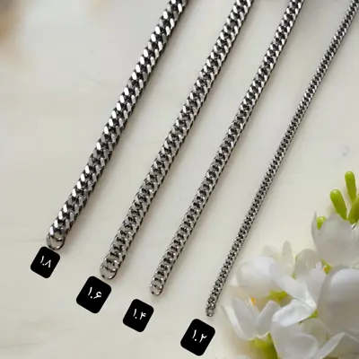 زنجیر کارتیر دوبل استیل سایز 1.8 نقره ای ( فروش بصورت متری)