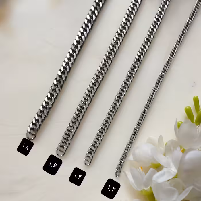 زنجیر کارتیر دوبل استیل سایز 1.8 نقره ای ( فروش بصورت متری)