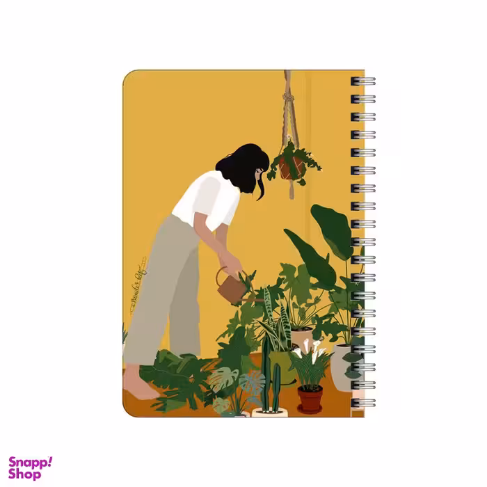 دفترچه یادداشت 80 برگ بامبیلیپ مدل چوبی طرح دختر و گلدانها کد 2889124