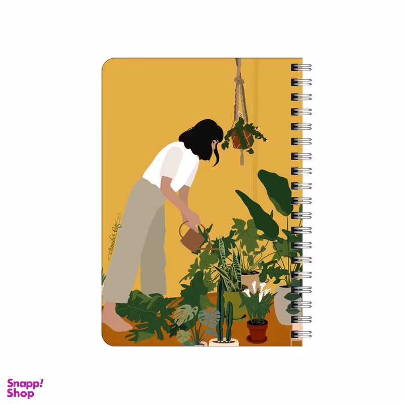 دفترچه یادداشت 80 برگ بامبیلیپ مدل چوبی طرح دختر و گلدانها کد 2889124