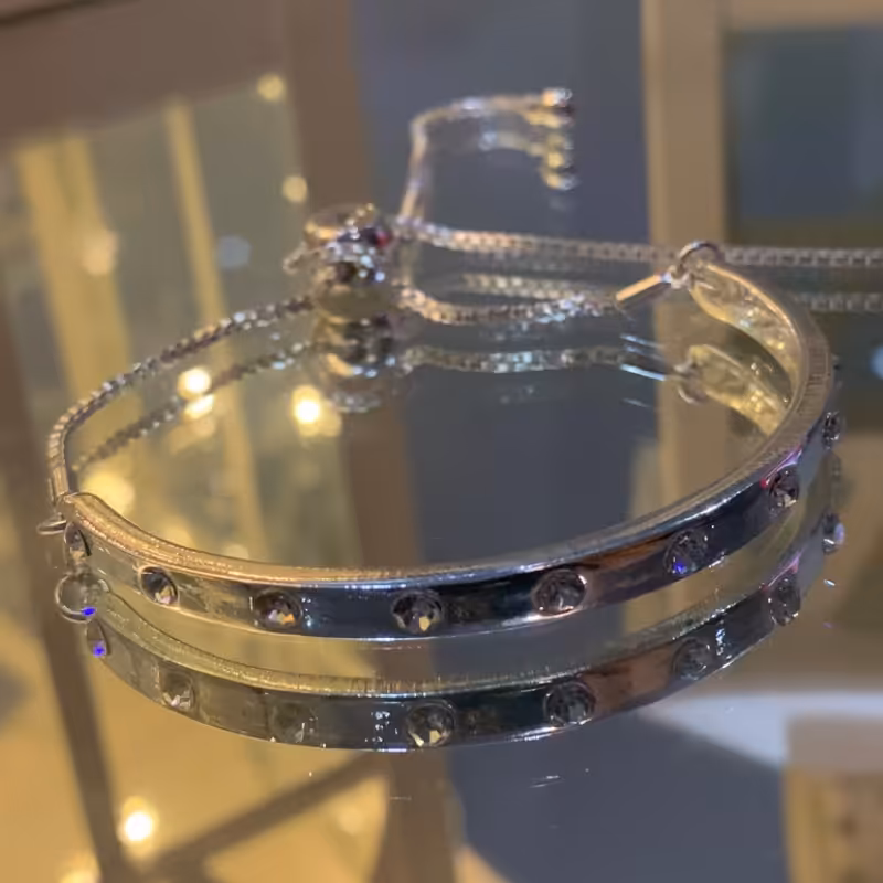 دستبند پلا ک نگین قابل تنظیم 