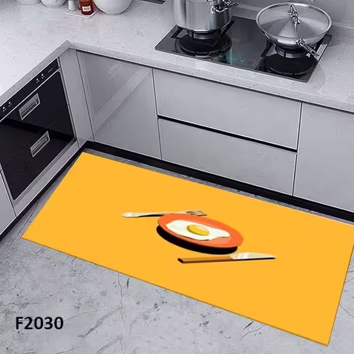 فرشینه مخمل لایکتیک سه لایه سایز 280 در 140 طرح آشپزخانه F2030