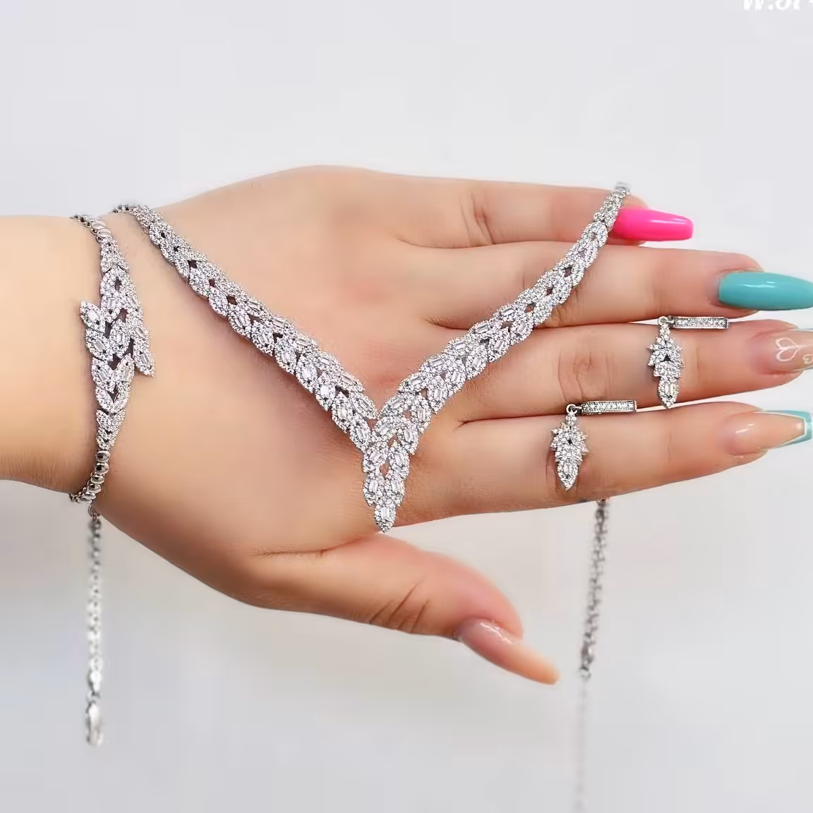 سرویس نقره قالب طلا با روکش طلای سفید و عیار نقره اصل 925