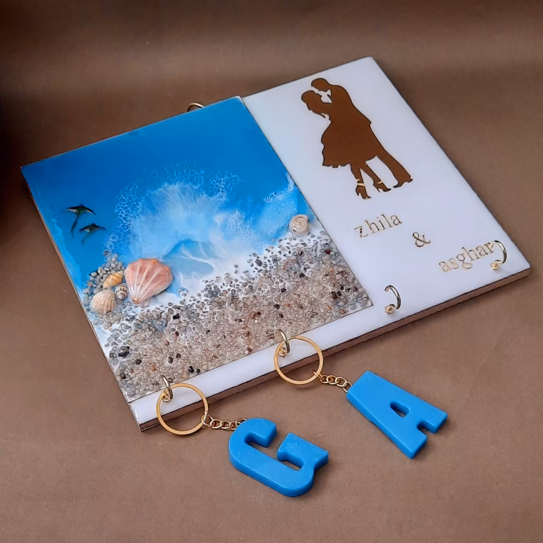 جاکلیدی دیواری رزینی طرح دریا سایز 25 در 20 سانت