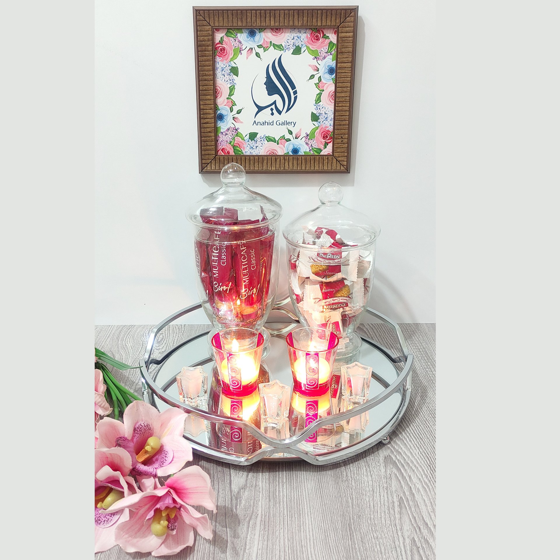 سینی کف آینه گرد سیلور