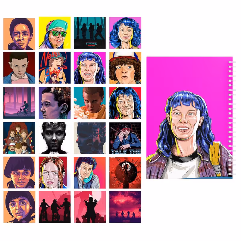   دفتر مشق باژیکان طرح چیزهای عجیب کد 20214000 به همراه فتوکارت مجموعه 24 عددی