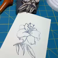 مهر دستساز لینو طرح گل3