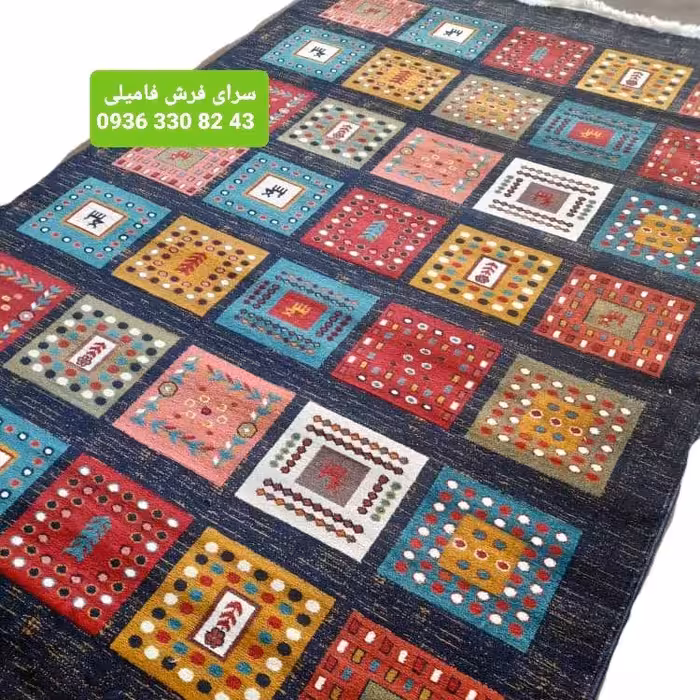 فرش گبه سنتی6متری مدل سنتی رنگ سرمه ای کد36نرم و لطیف