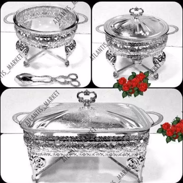 سوفله خوری مرغ و سالاد و سوپ نقره ای