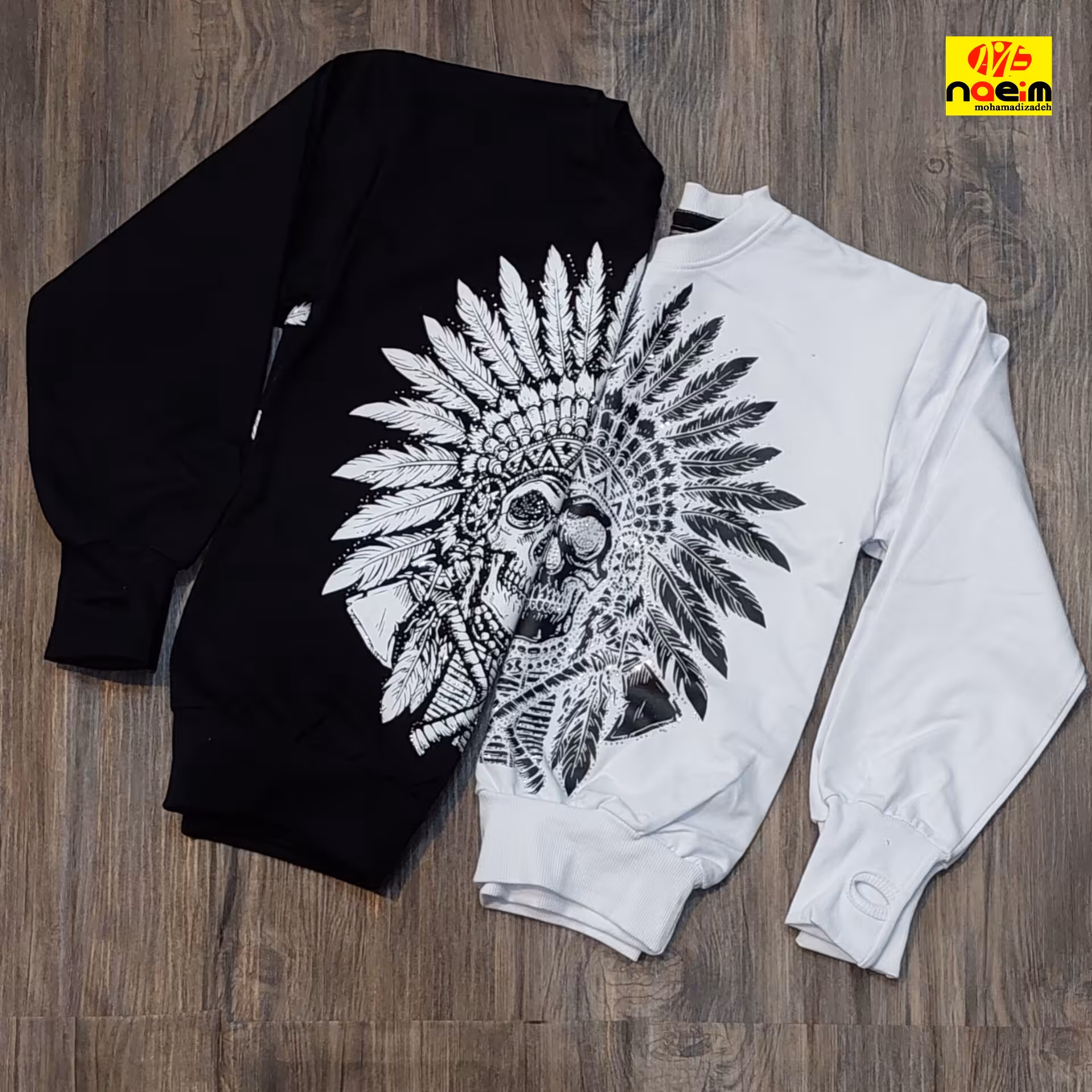 بلوز فینگردار دخترانه و پسرانه سایز 60 و 70 سنین 9 تا 15 سال رنگ سفید پنبه سوپر طرح سرخپوستی آستین انگشتی