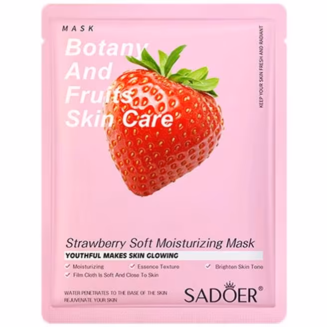 ماسک صورت ورقه ای حاوی عصاره توت فرنگی سادور وزن 25 گرمی