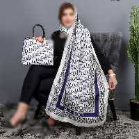 ست کیف روسری طرح دیور    در دورنگ   (سورمه ای  سفید ،طوسی سفید )