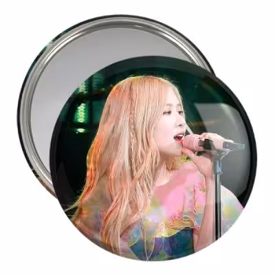 آینه جیبی خندالو مدل رزی بلک پینک Black Pink کد 14439