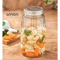 بانکه شیشه ای درب استیل لیمون  سایز1و2و3و4