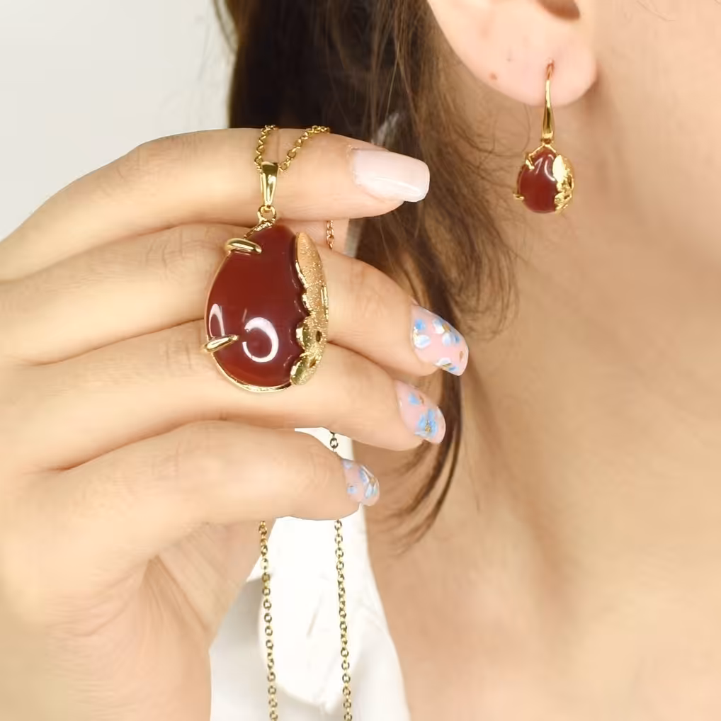 نیمست نگین طرح عقیق کد 8798