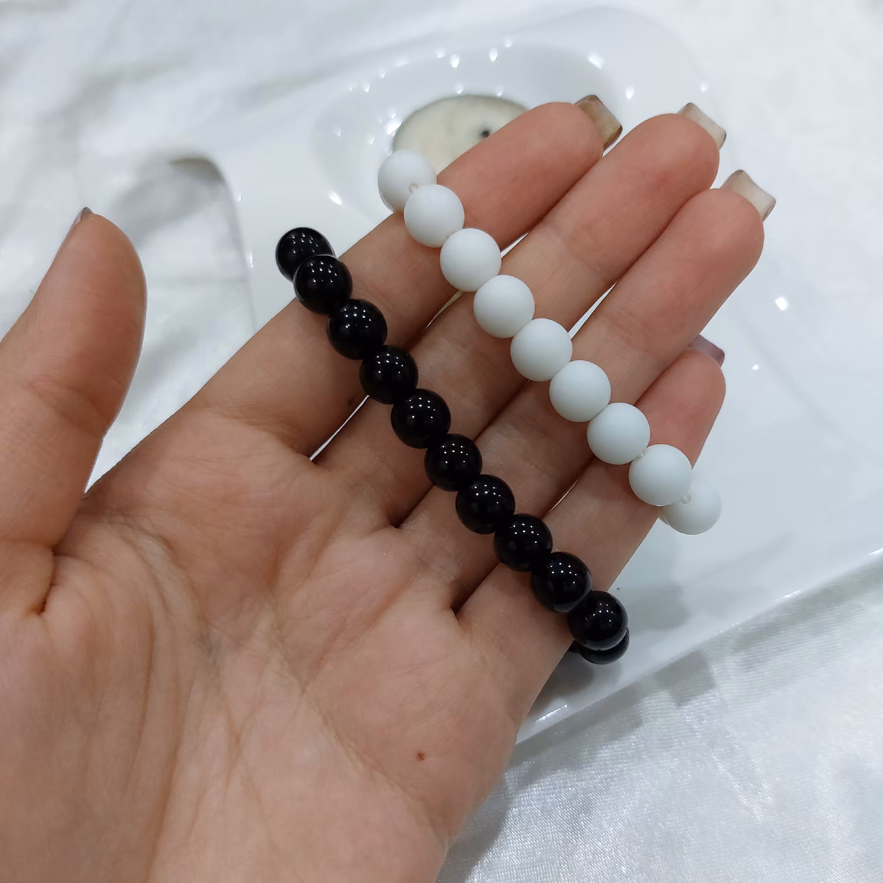 حراج ست دستبند اسپرت سنگی پک دوعددی دستبند سنگی دستبند دخترانه دستبند زنانه دستبند اونیکس دستبند ارزان