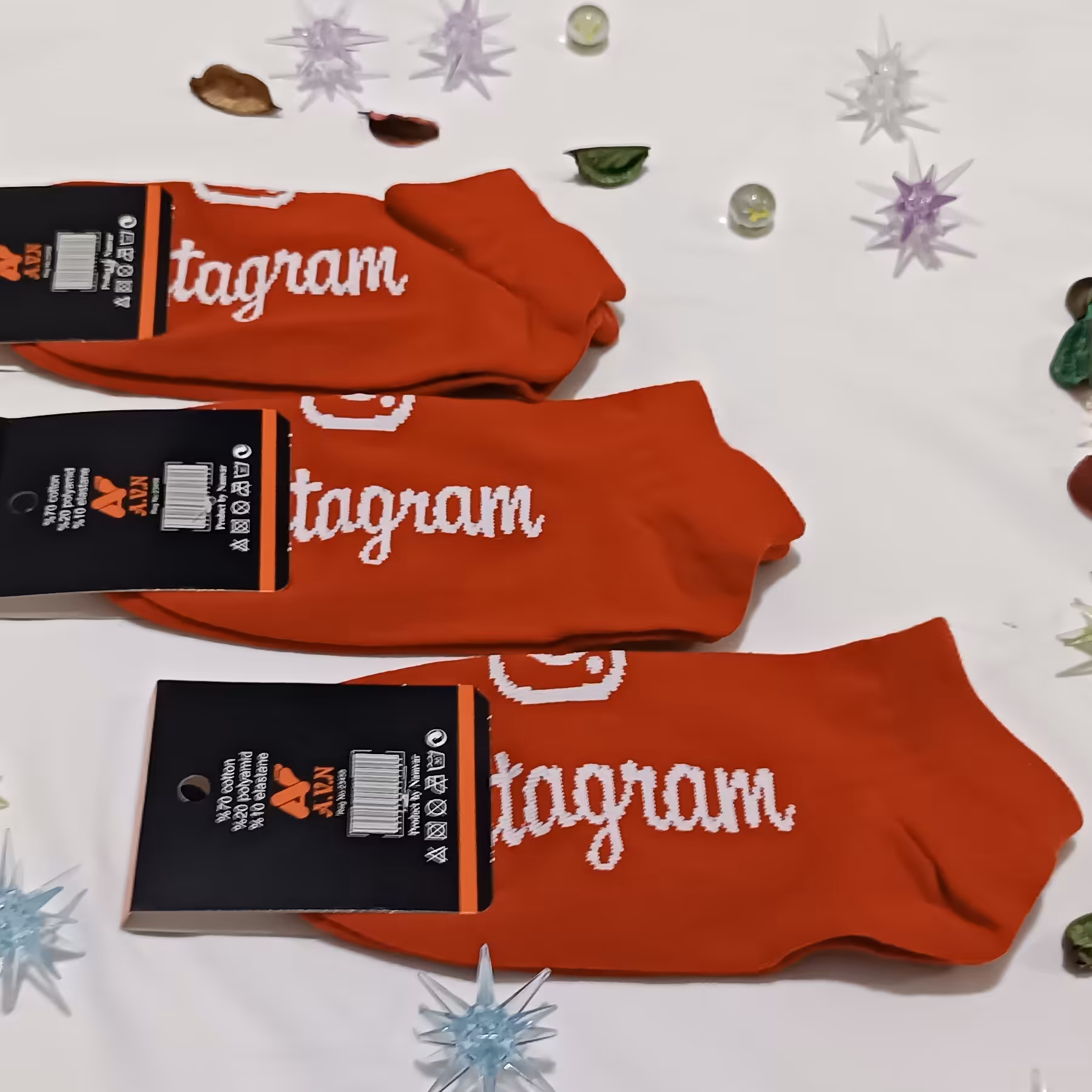 جوراب مچی نخی فانتزی طرح اینستاگرام با کیفیت و تراکم نخ بالا 