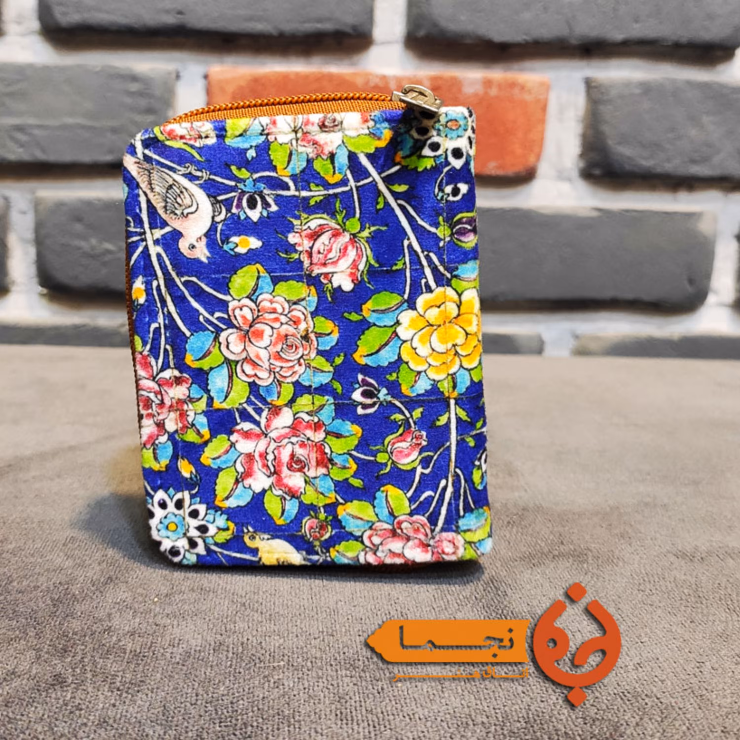 جا کارتی دور زیپ مخمل کوبیده و چرم مصنوعی طرح سنتی 04