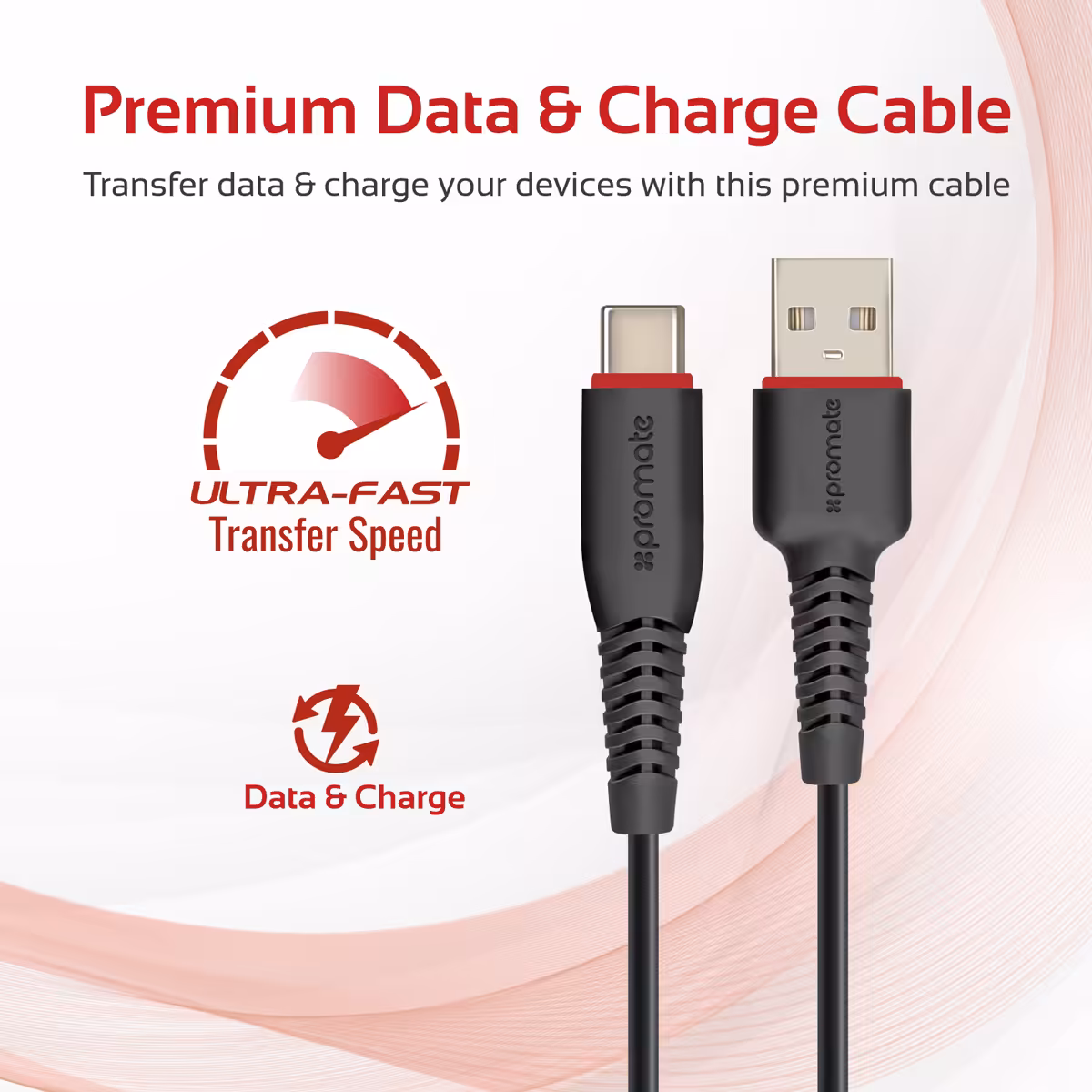 کابل تبدیل Type-C به USB3 پرومیت مدل uniLink-CB به طول 1 متر