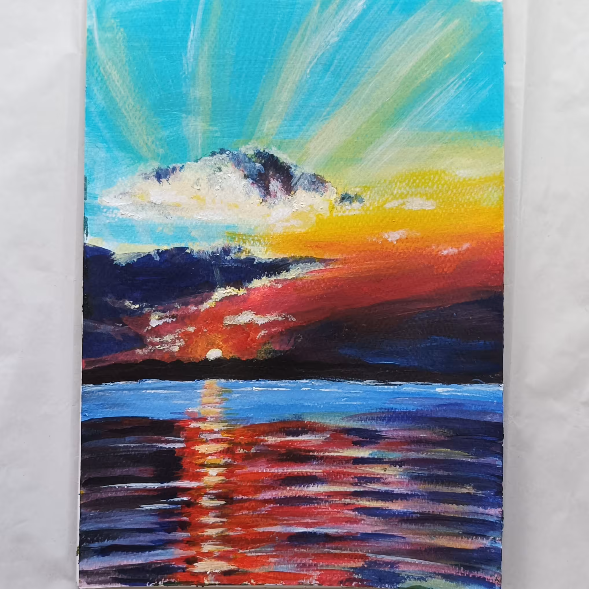 تابلوی نقاشی طرح غروب دریا