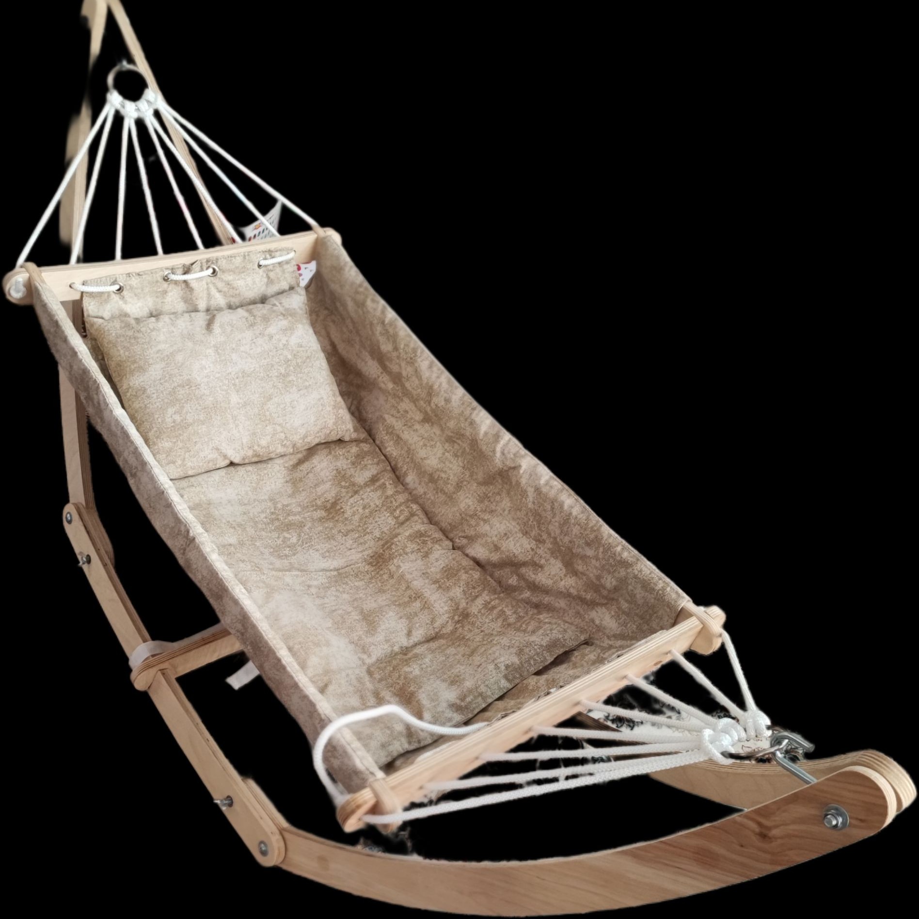  گهواره سنتی ننوئی با توری پشه بند  چوبی تخت کنار مادر  باساک حمل بالشت و تشک 