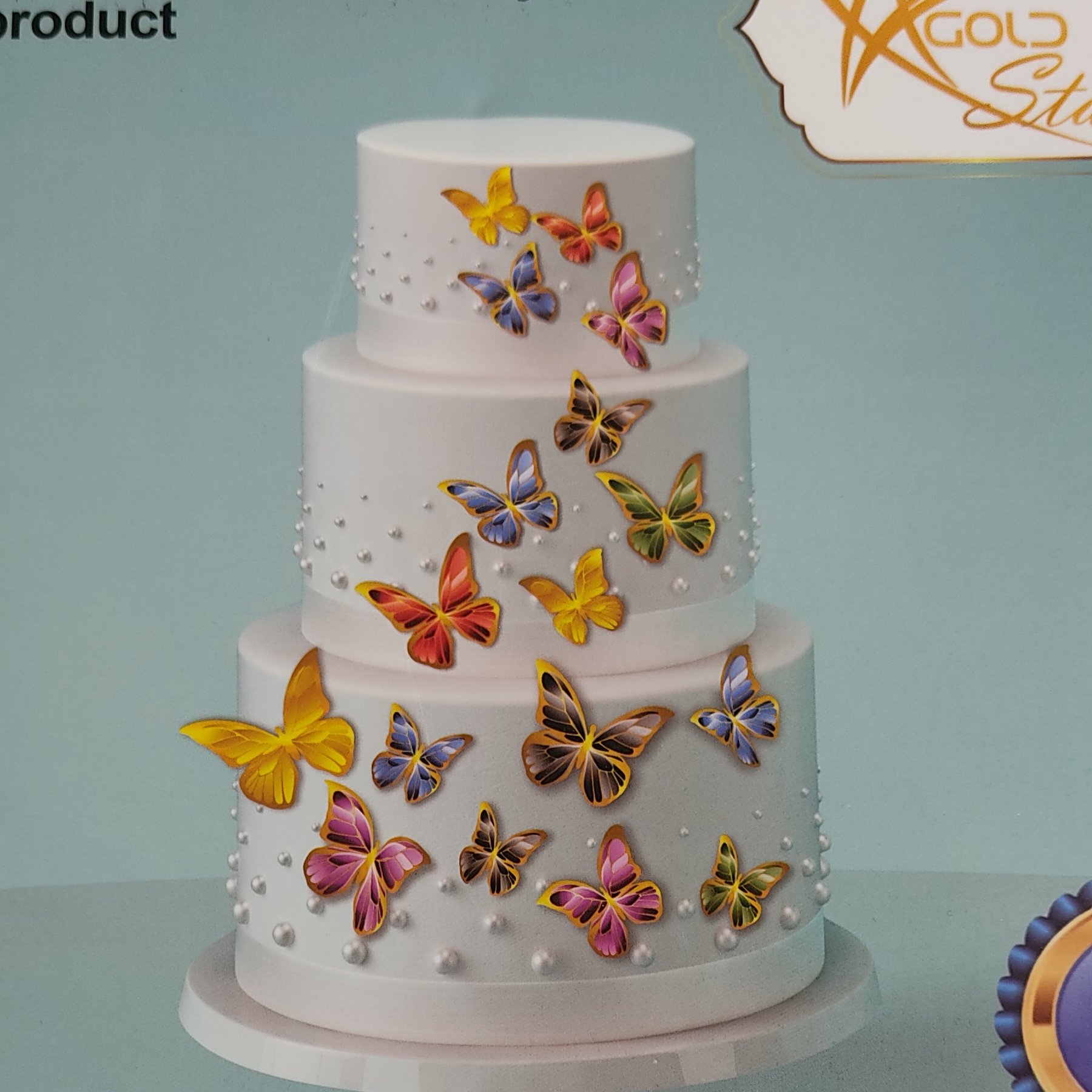 پک 21 عددی پروانه مقوایی با طرح متالایزر برای تزیین کیک و کاپ کیک ناموجود
