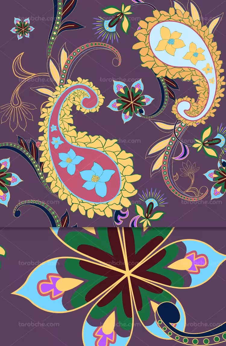 پترن بته جقه با بکگراند بنفش | گرافیک با طعم تربچه