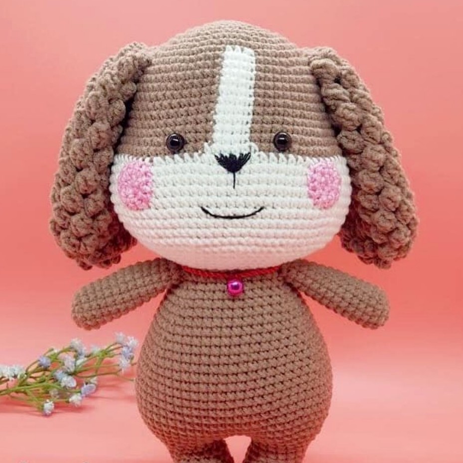 عروسک بافتنی سگ، 22 سانتی متر،بافتی تمیز و حرفه ای