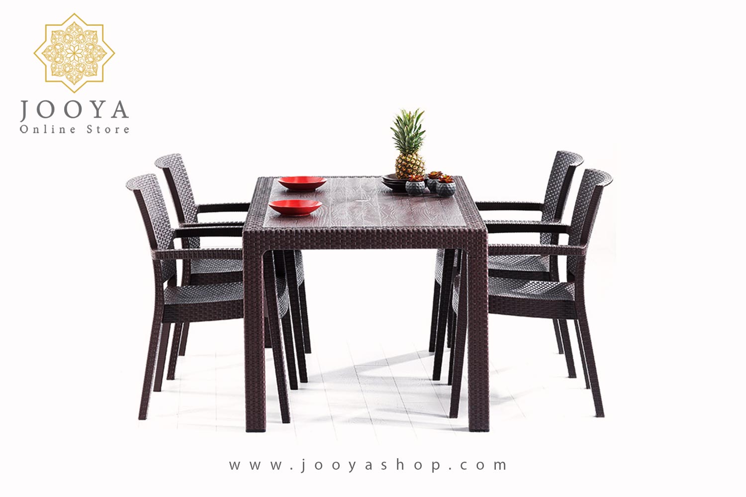 میز مستطیل حصیری قهوه ای نظری مدل بوستون Rattan 150