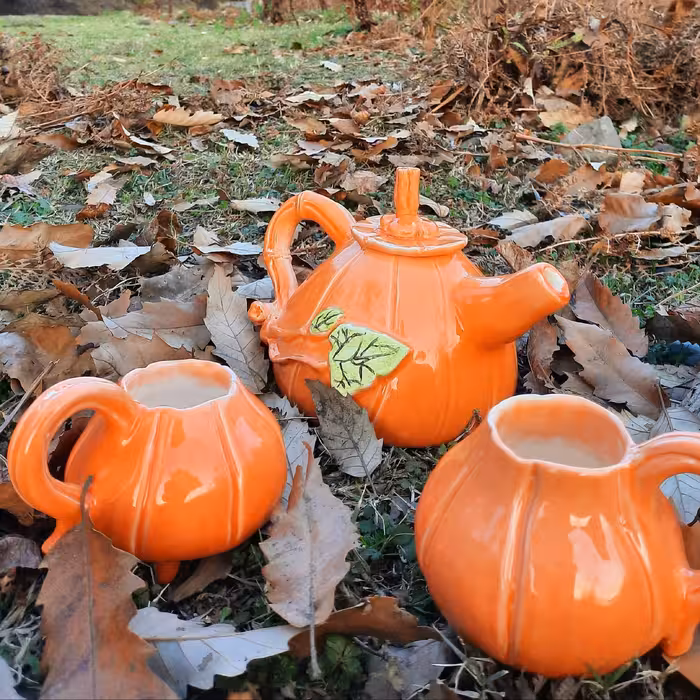 قوری و فنجان سرامیکی کدو