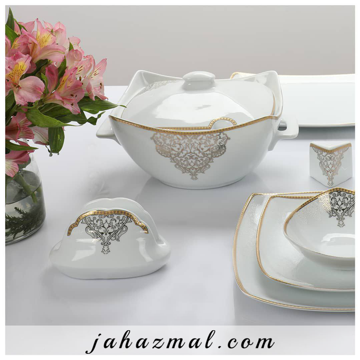 سرویس چینی پردیس طرح نارنیا طلایی 105 پارچه کد 165B