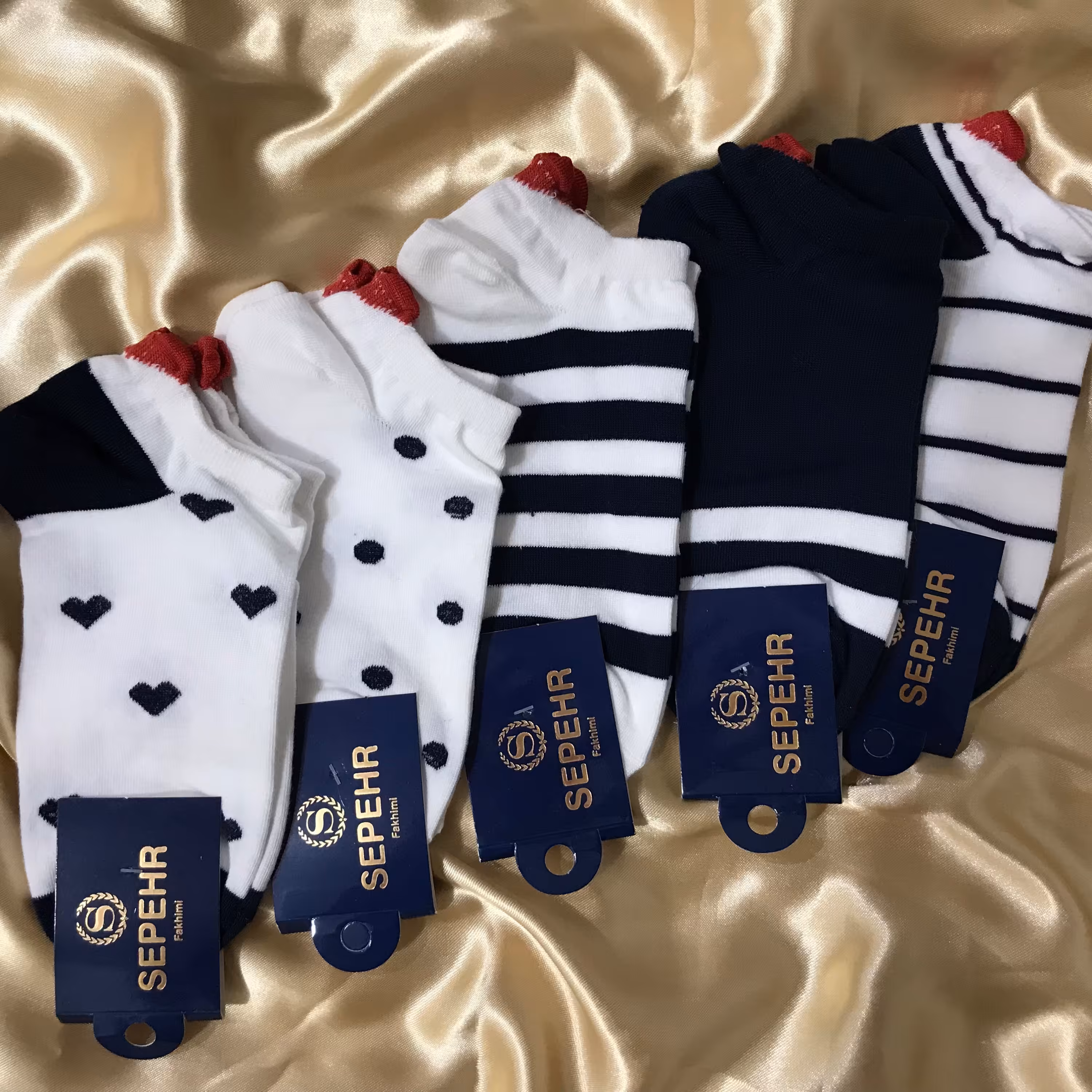 جوراب مچی مدل پشت قلبی نخی