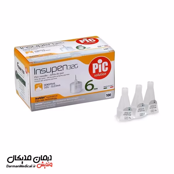 سوزن قلم انسولین پیک سلوشن 6 میلی متر بسته 100 عددی