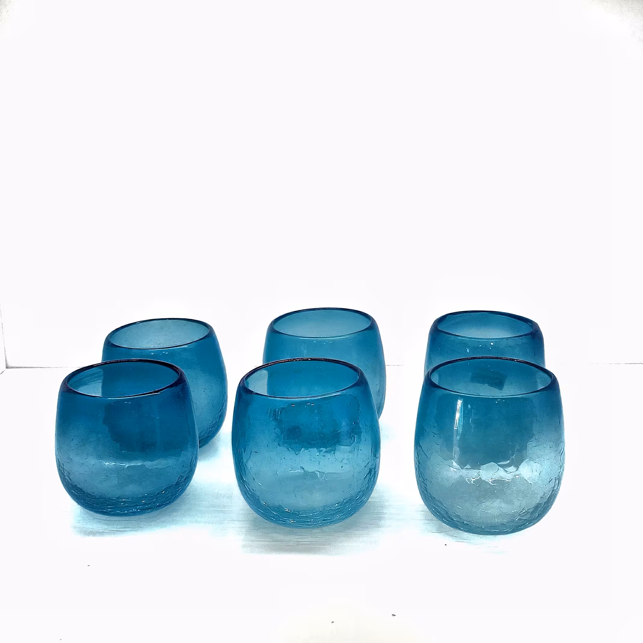 ست لیوان بلور دستساز ایرانی رنگ فیروزه ای