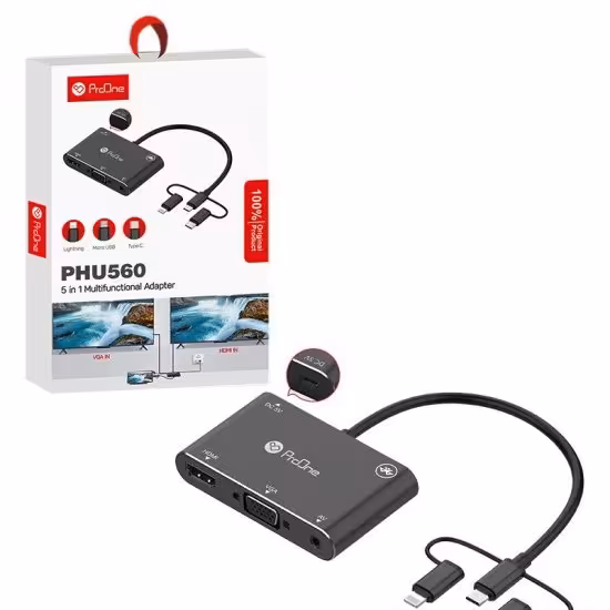 مبدل Type-C, Lightning, Micro-USB به HDMI, VGA پرووان (ProOne) مدل PHU560

