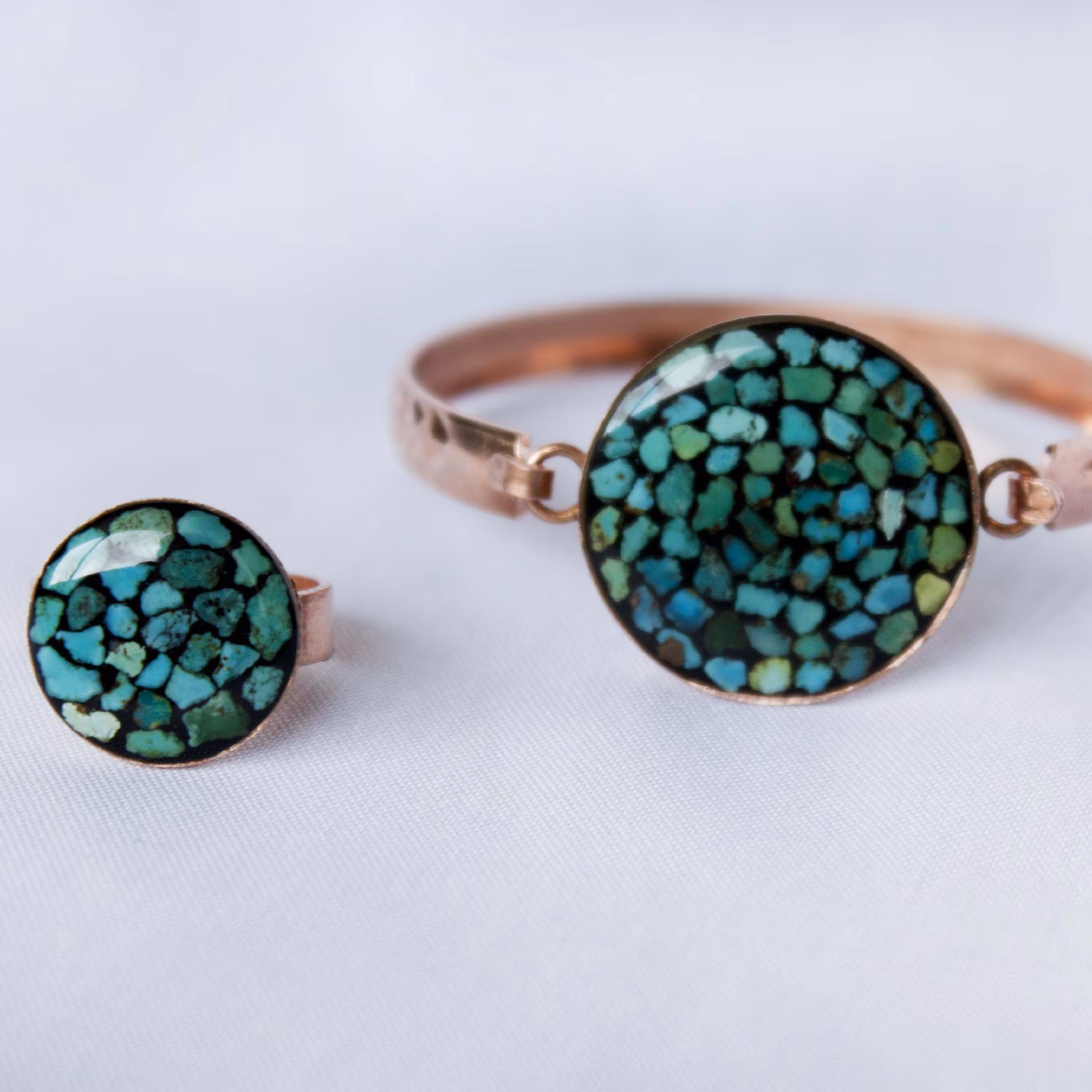 دستبند و انگشتر ست فیروزه نیشابور