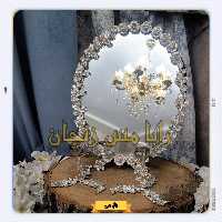 آیینه و شمعدان مسی - روکش نقره -  مدل شکوفه -  برند رایا مس زنجان