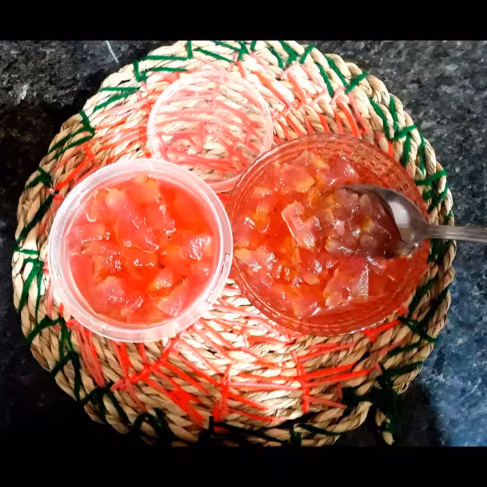 مربای بالنگ(مامان پز)  همراه با عصاره گل سرخ 