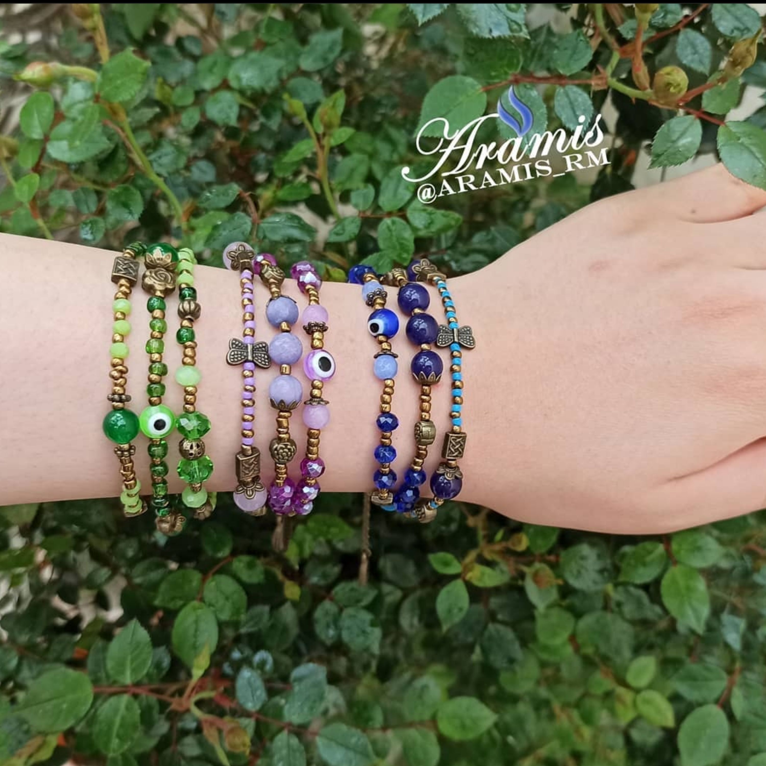 دستبند چند ردیفه سبز