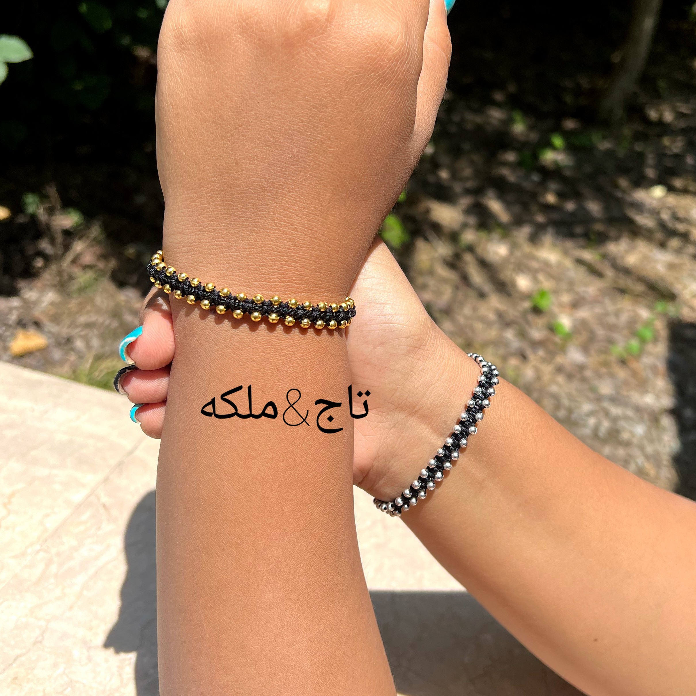 دستبند ترکیبی بافت و مهره (ظریف و زیبا)
