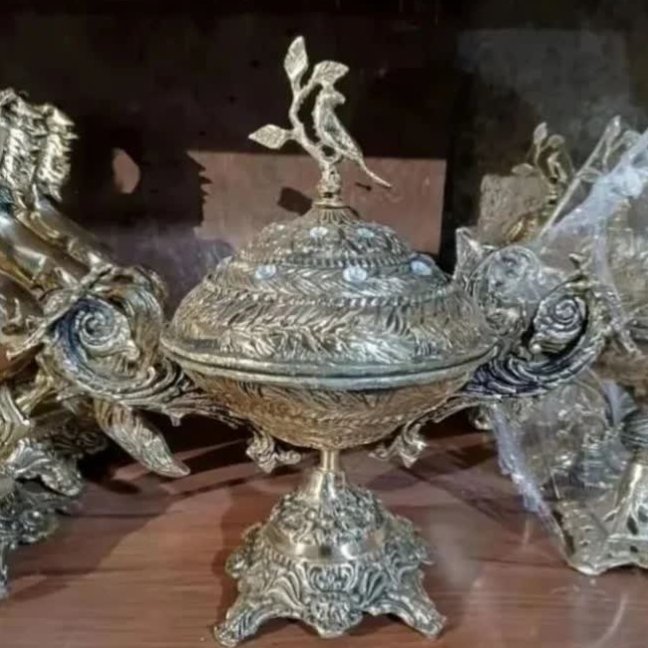 شکلات خوری دسته دار سنگین برنجی