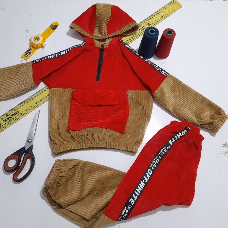 هودی و شلوار مخمل کبریتی اسپرت 