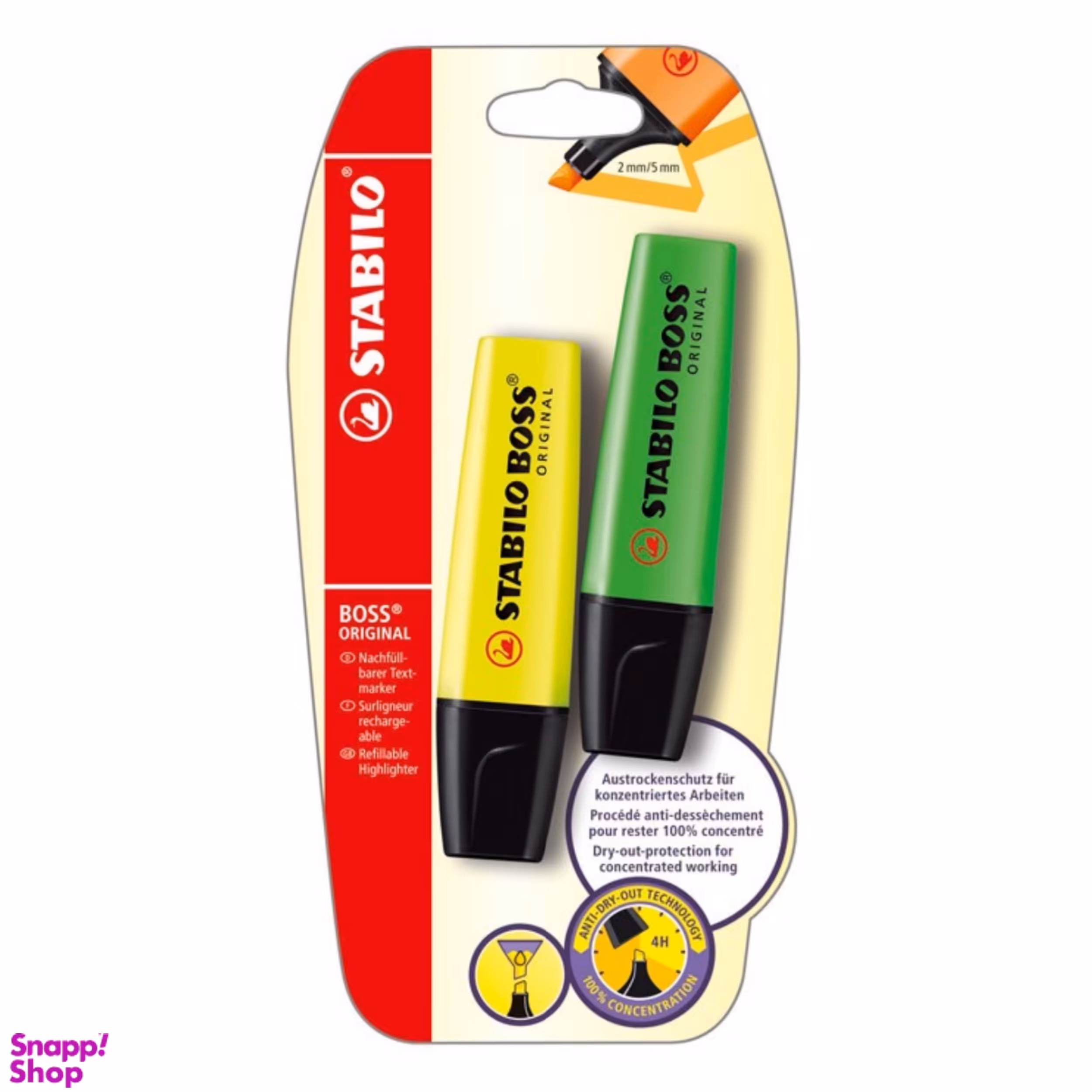 ماژیک علامت گذار استابیلو (Stabilo) مدل Boss Original بسته 2 عددی