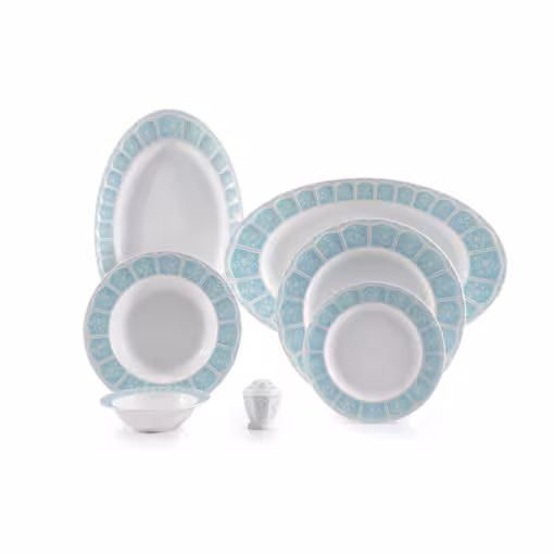 سرویس آرتمیس چینی زرین نئوکلاسیک فیروزه ای 6 نفره 29 پارچه