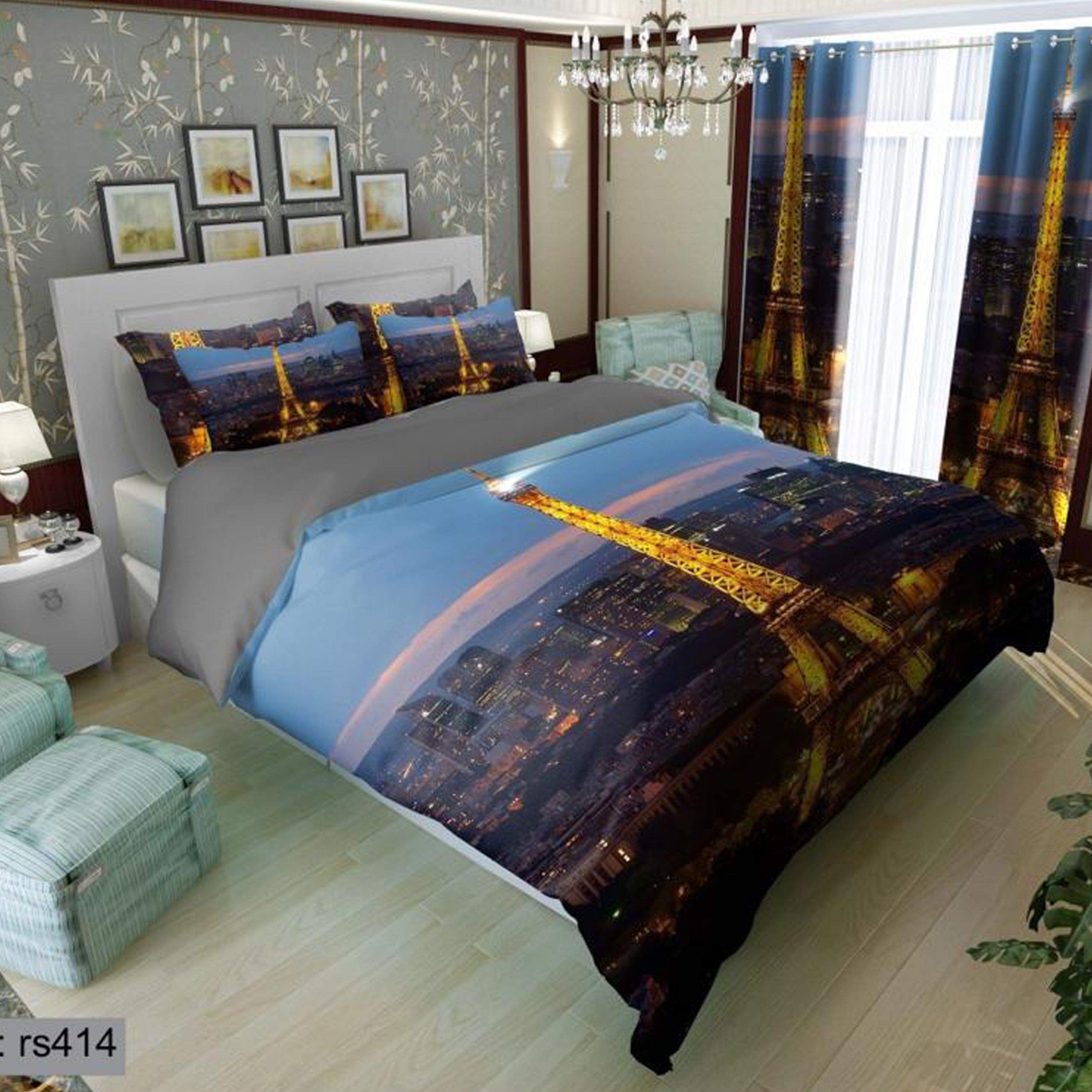 سرویس روتختی 1 نفره تنسل چاپی برندترک لند (Turk Land) کد rs 414