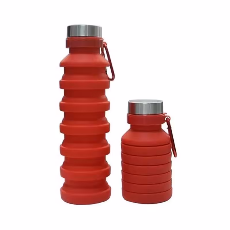 قمقمه سیلیکونی آکاردئونی ظرفیت 550 میلی لیتر-قرمز